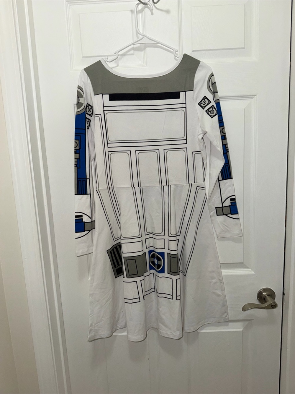 Star Wars R2-D2 Costume Dress - White, Blue & Gray Flare Dress M - Picture 3 of 5